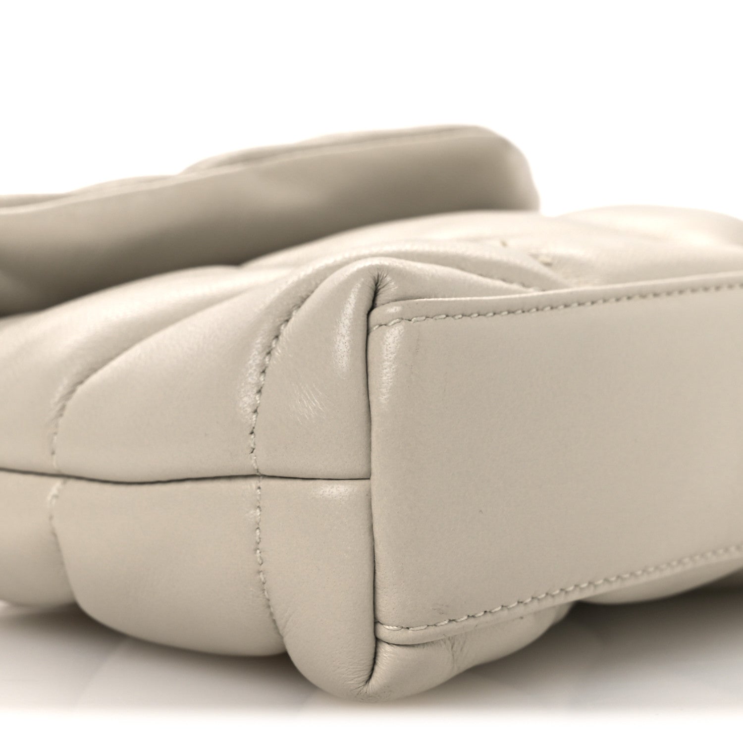 Saint Laurent Lambskin Monogram Loulou Puffer Pouch Clutch Crema Soft 10 of 12