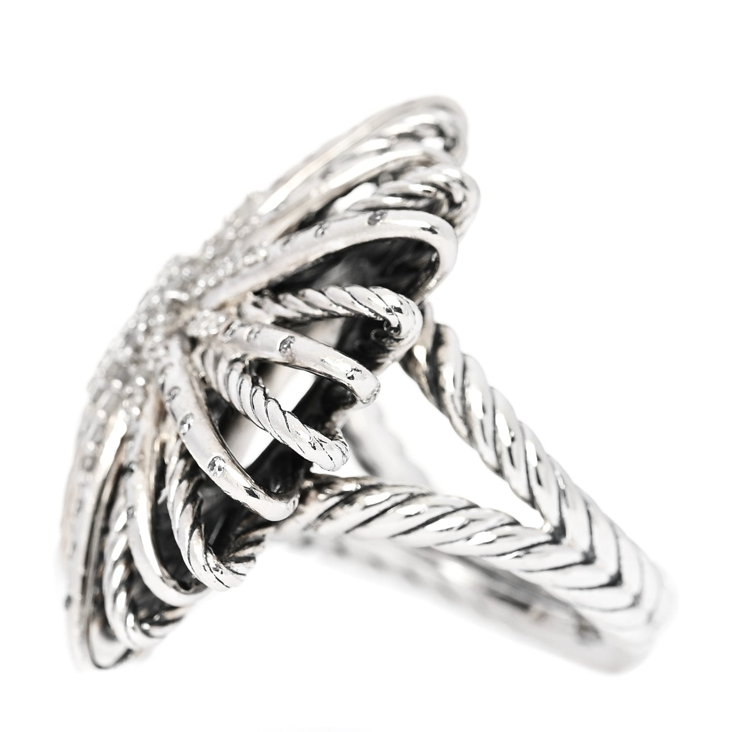 Sterling Silver Diamond 30mm Starburst Ring 52 6