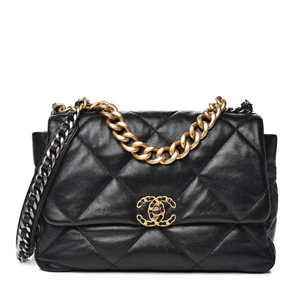 Chanel Lambskin Quilted Large 19 Flap Black 1 of 14