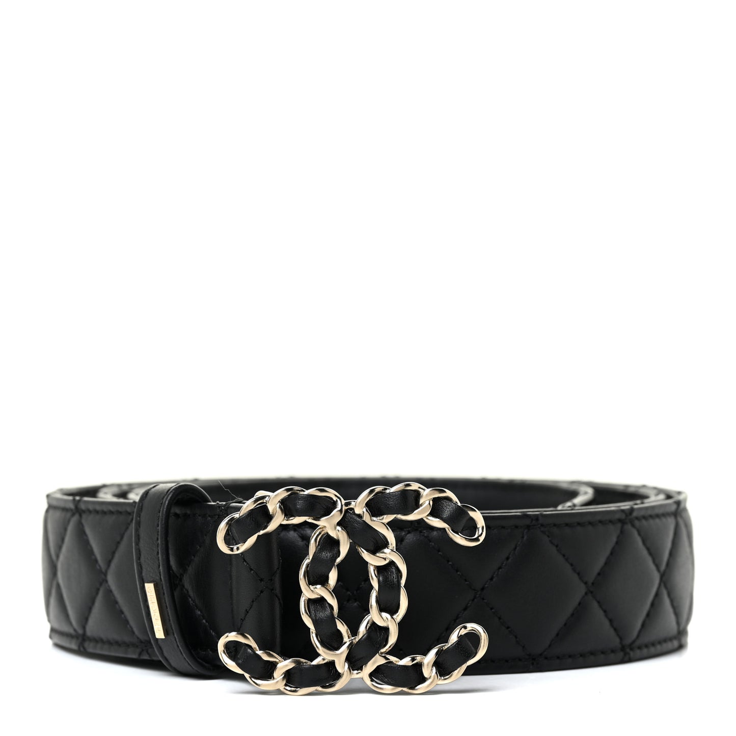 Calfskin Quilted CC Chain Belt 105 42 Black