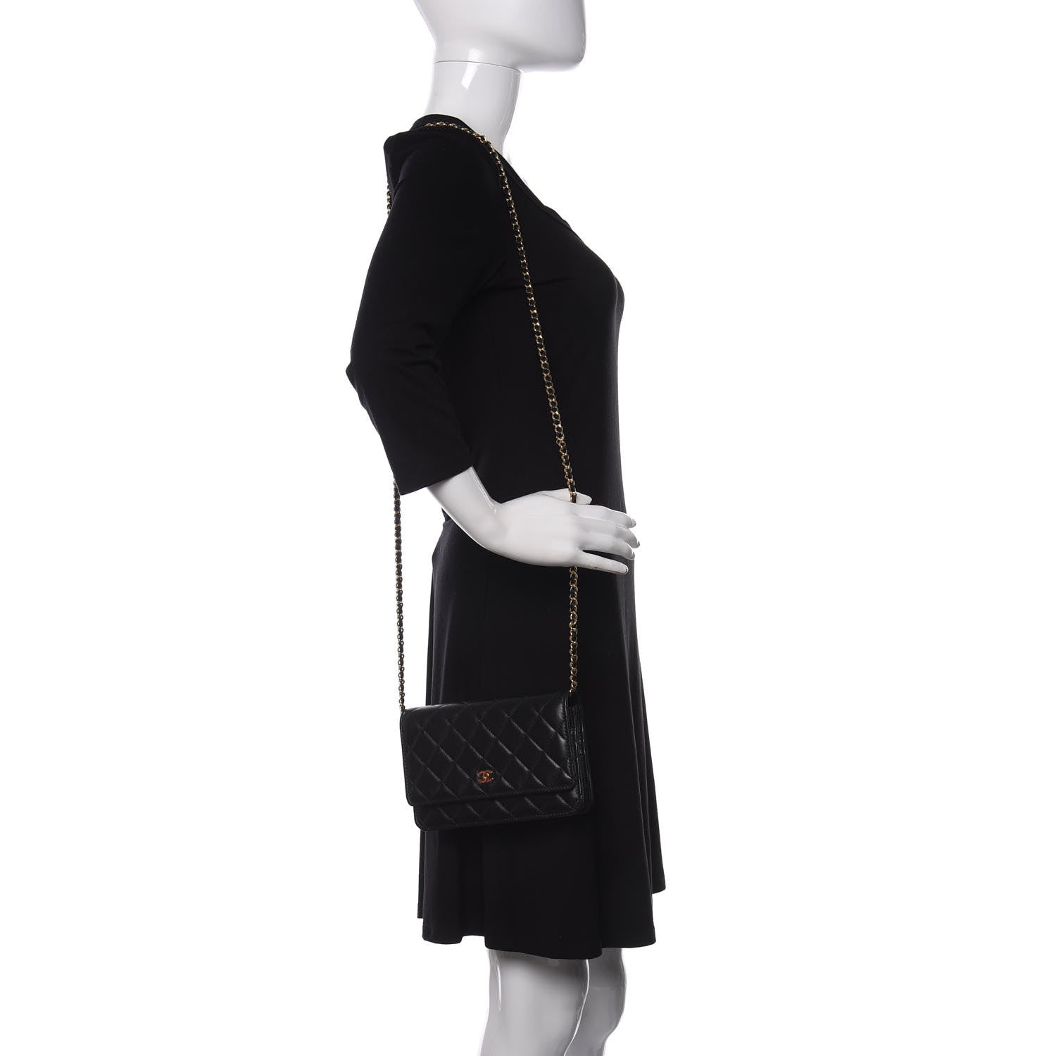 Chanel Lambskin Quilted Wallet On Chain WOC Black 2 of 13