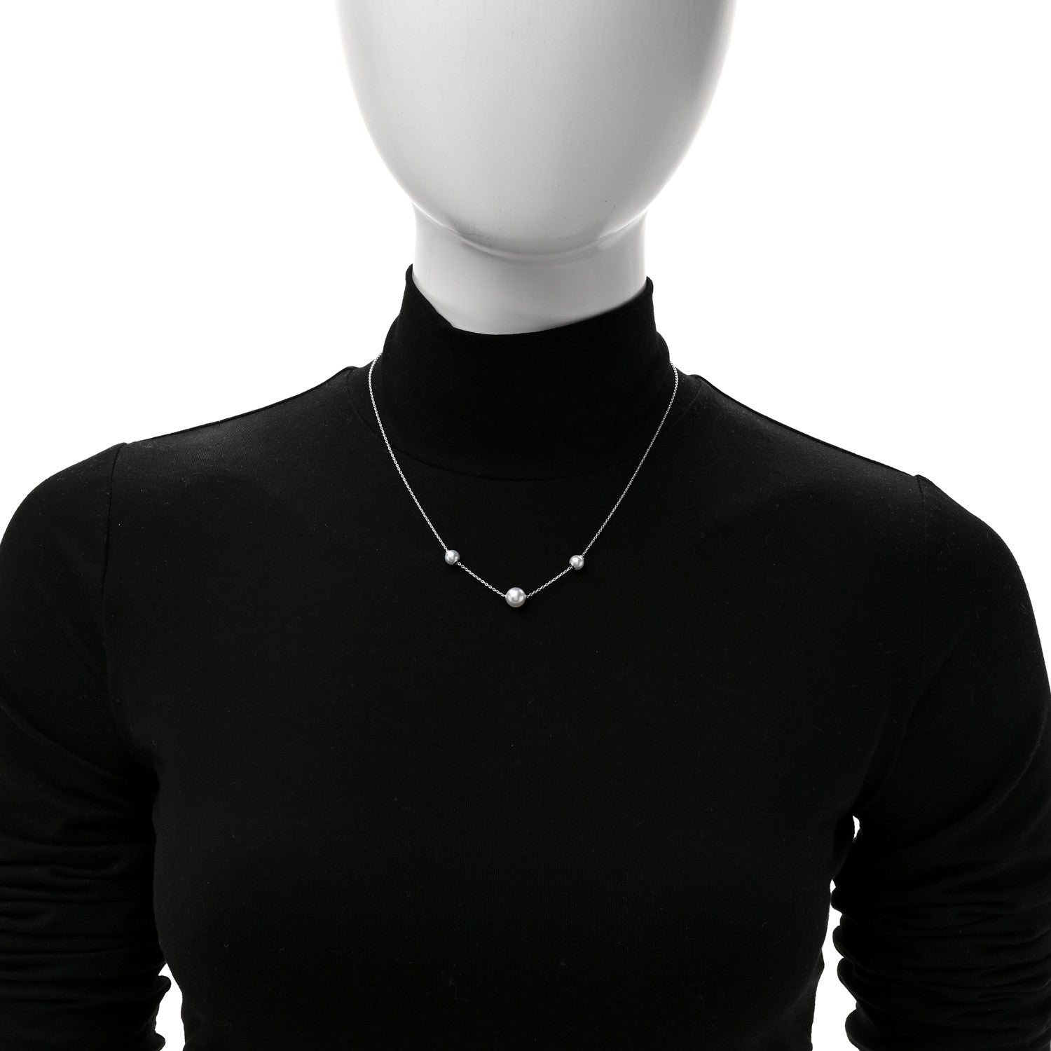 Mikimoto 18K White Gold Akoya Cultured Pearl 5.5-7.5m Pearls in Motion Necklace 2 of 7