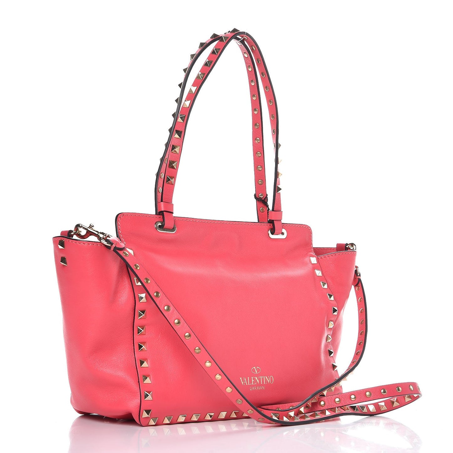 Vitello Small Rockstud Tote Raspberry
