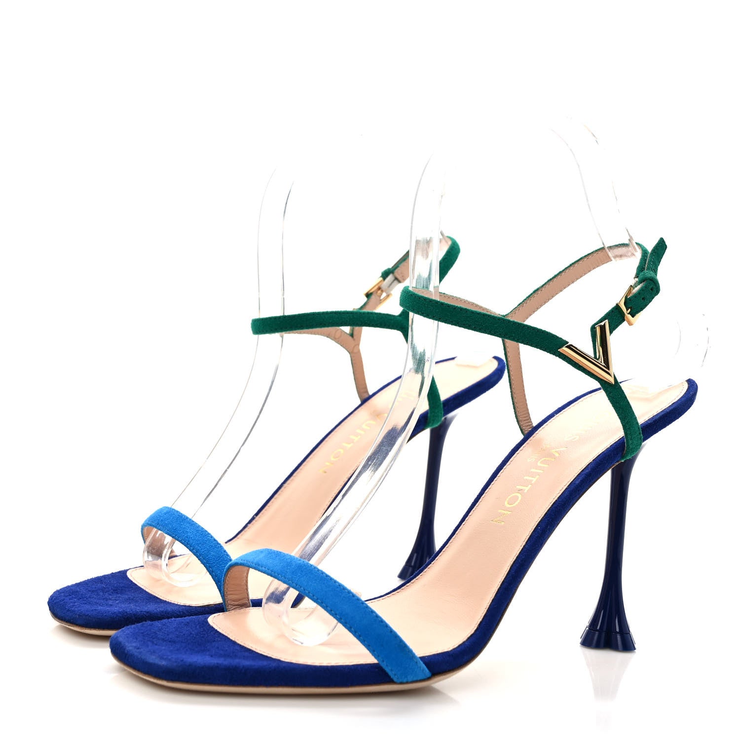 Louis Vuitton Suede Goatskin Blossom Sandals 38 Blue 3 of 8