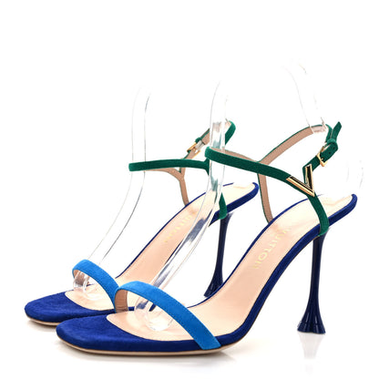 Louis Vuitton Suede Goatskin Blossom Sandals 38 Blue 3 of 8
