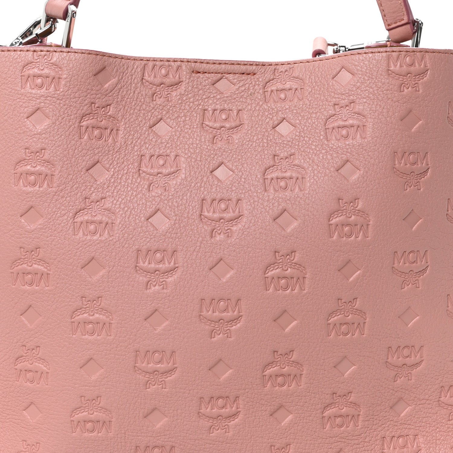 MCM Calfskin Ottomar Monogram Sarah Medium Hobo Pink Blush 7 of 9