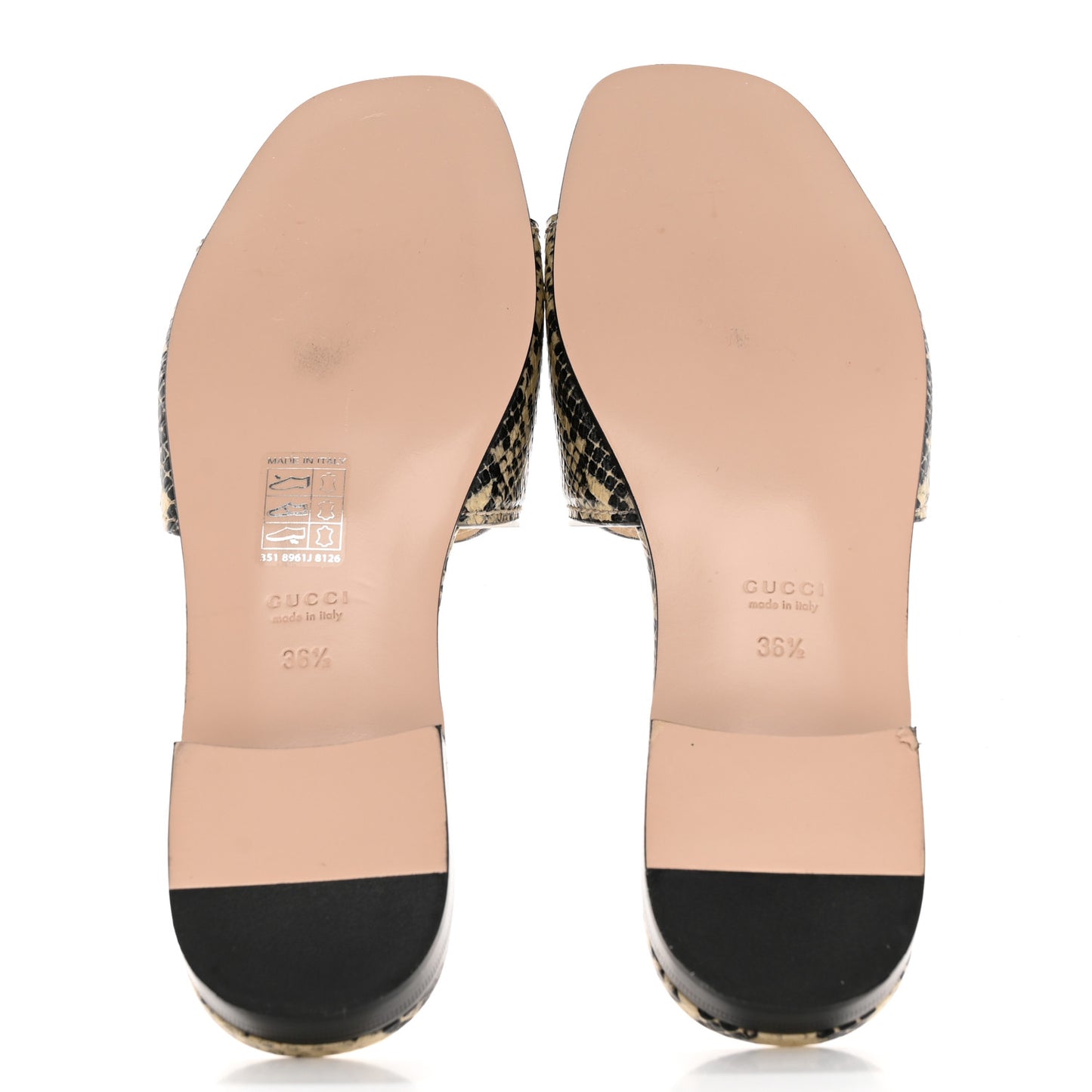 Calfskin Python Print Interlocking G Cut Out Slide Sandals 36.5 Beige Avana