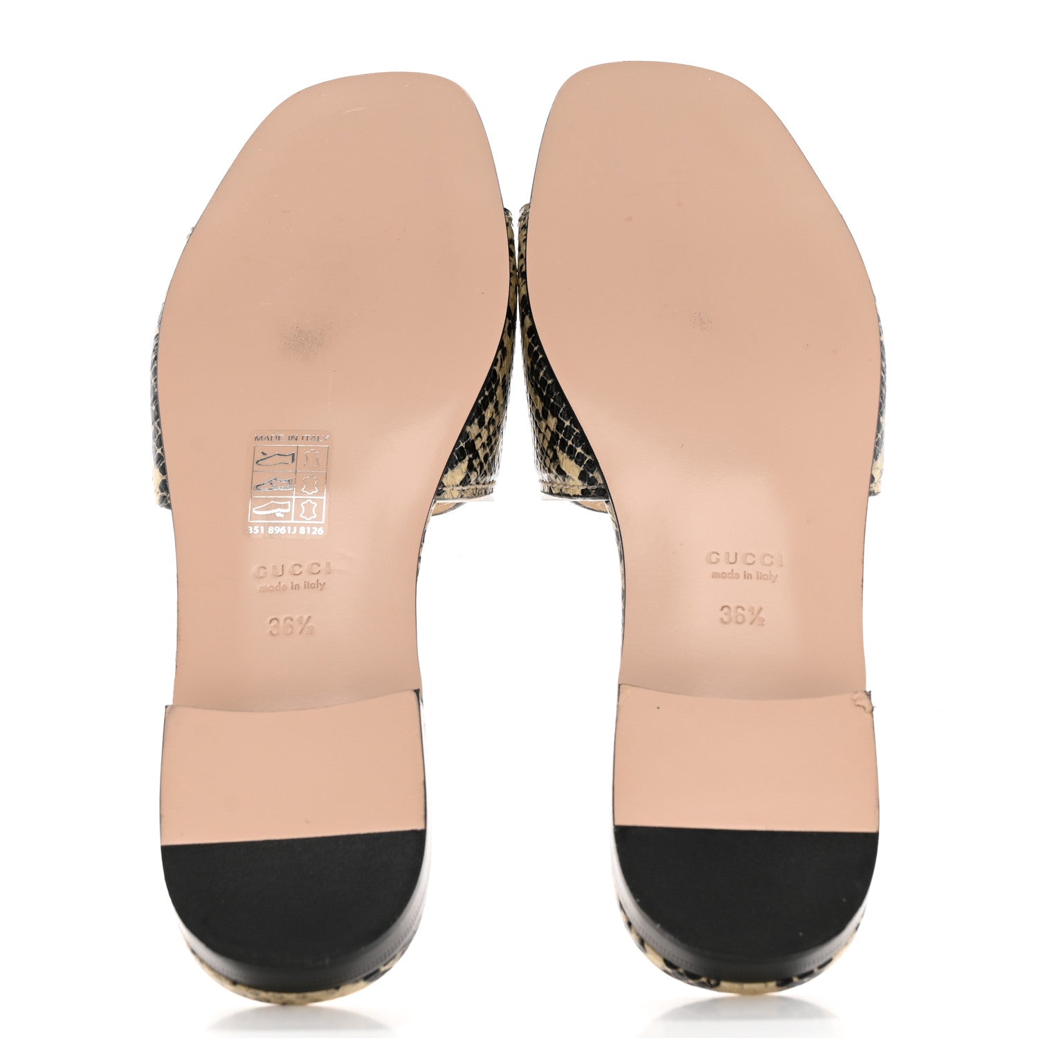 Gucci Calfskin Python Print Interlocking G Cut Out Slide Sandals 36.5 Beige Avana 5 of 12