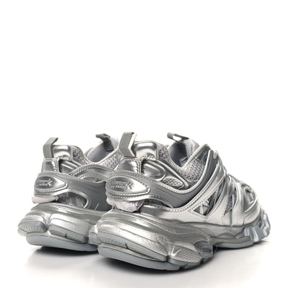 Balenciaga Metallic Calfskin Mesh Nylon Womens Track Sneakers 36 Silver 4 of 8