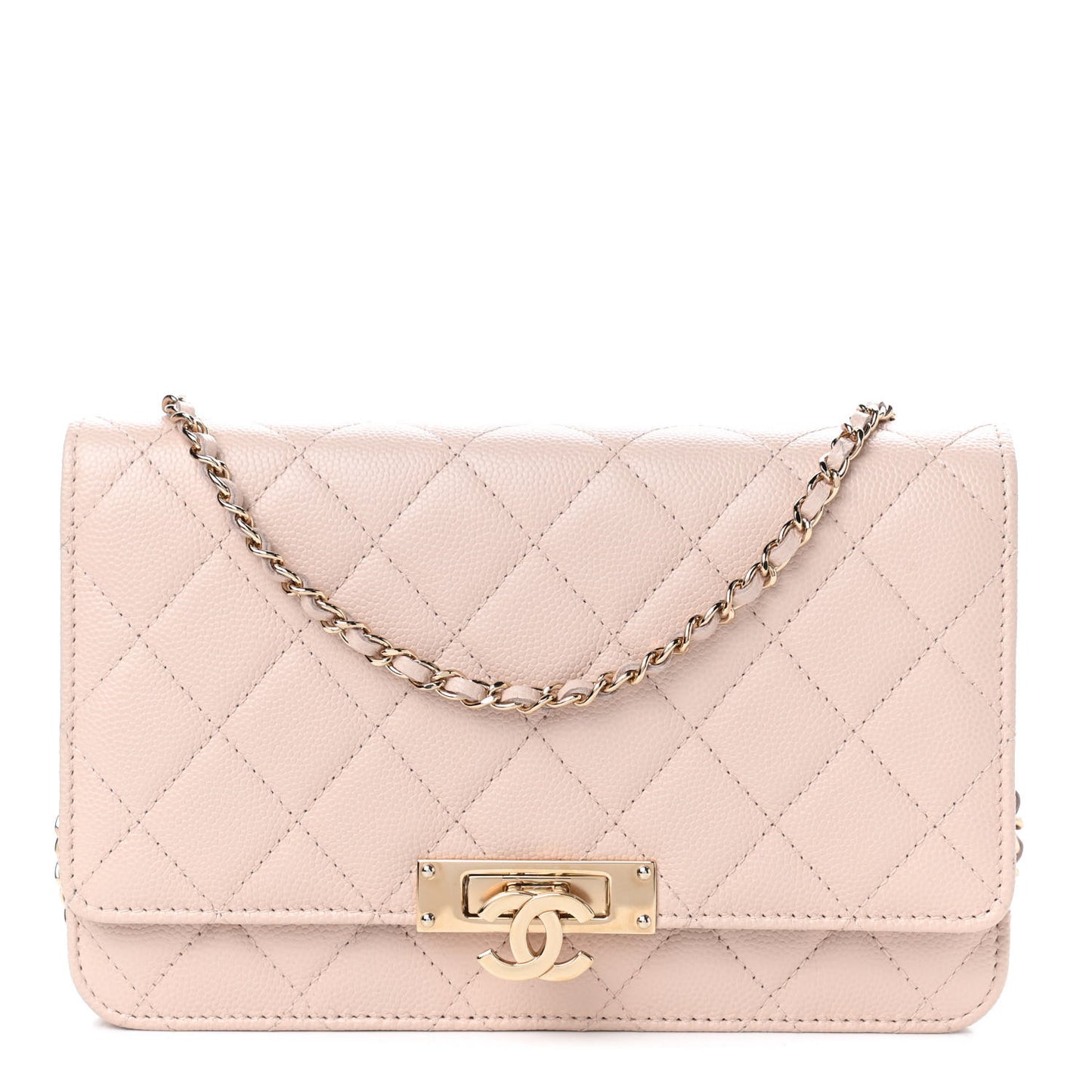 Caviar Quilted Golden Class Wallet On Chain WOC Light Beige