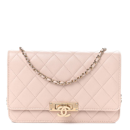 Chanel Caviar Quilted Golden Class Wallet On Chain WOC Light Beige 1 of 4