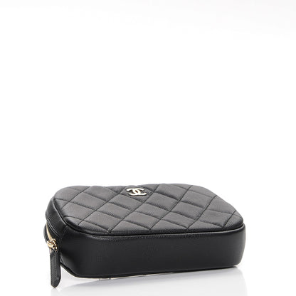 Chanel Caviar Quilted Small Curvy Pouch Cosmetic Case Black 4 of 9