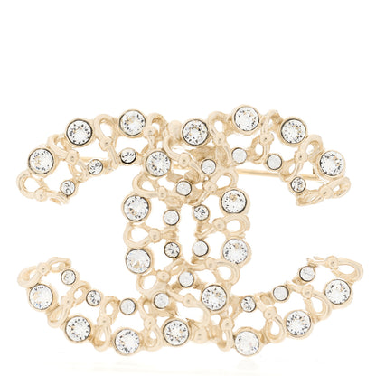 Chanel Crystal Chain Link CC Brooch Gold 1 of 3