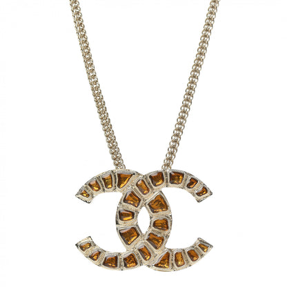 Chanel Resin Along The Nile CC Pendant Necklace Gold Orange 1 of 6