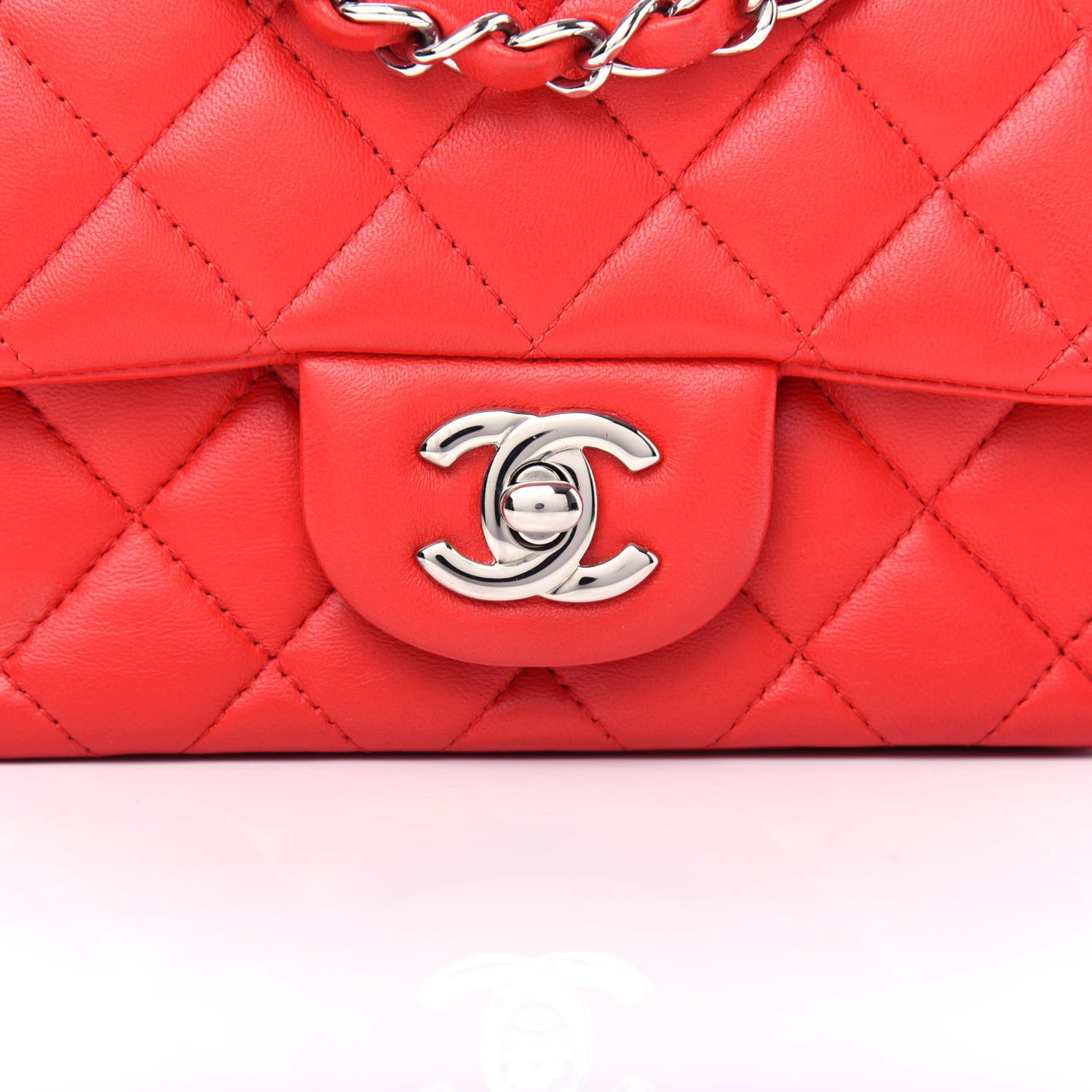 Chanel Lambskin Quilted Mini Square Flap Red 10 of 12