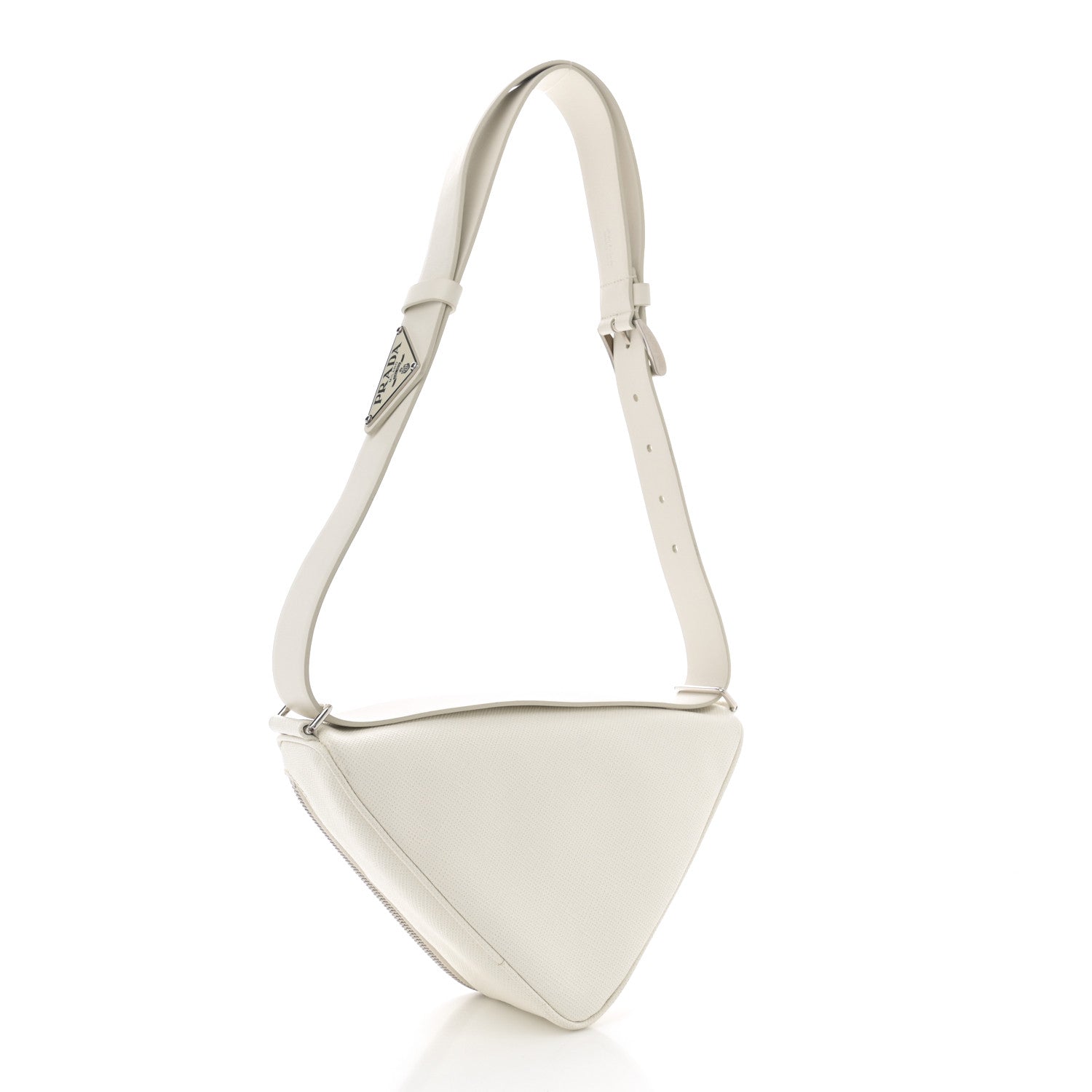 Prada Saffiano Triangle Shoulder Belt Bag White 3 of 9