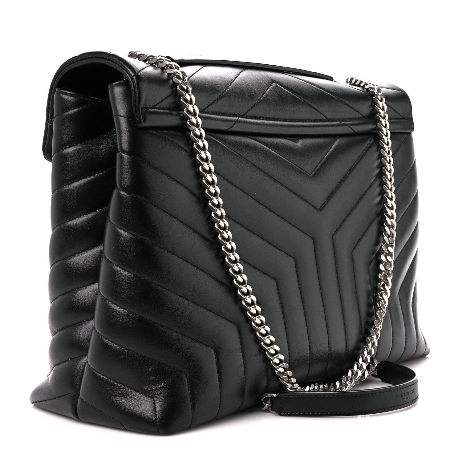 Saint Laurent Calfskin Y Quilted Monogram Large Loulou Chain Satchel Black 3 of 11