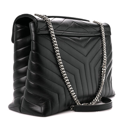 Saint Laurent Calfskin Y Quilted Monogram Large Loulou Chain Satchel Black 3 of 11