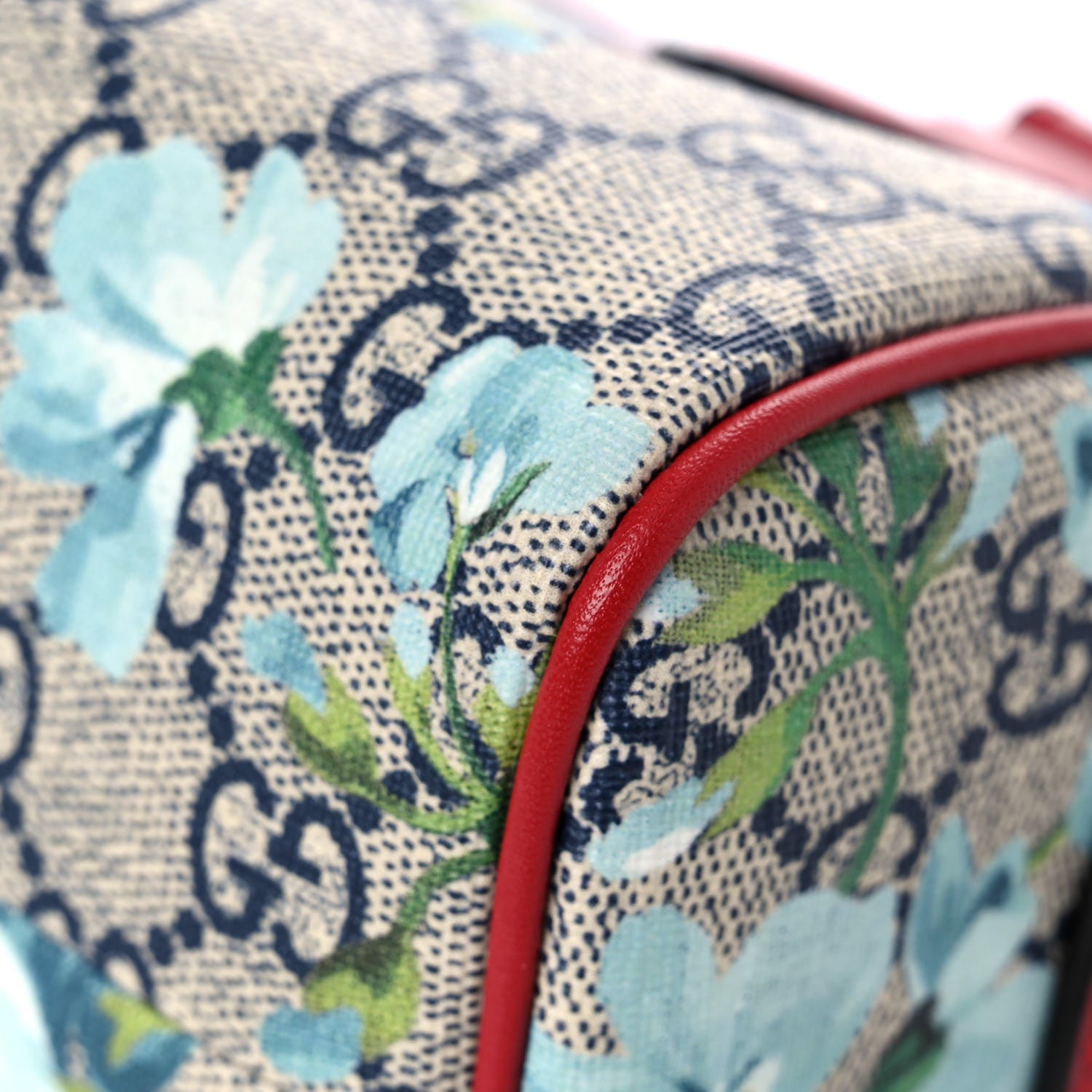 Gucci GG Supreme Monogram Blooms Mini Boston Navy Blue Hibiscus 12 of 14