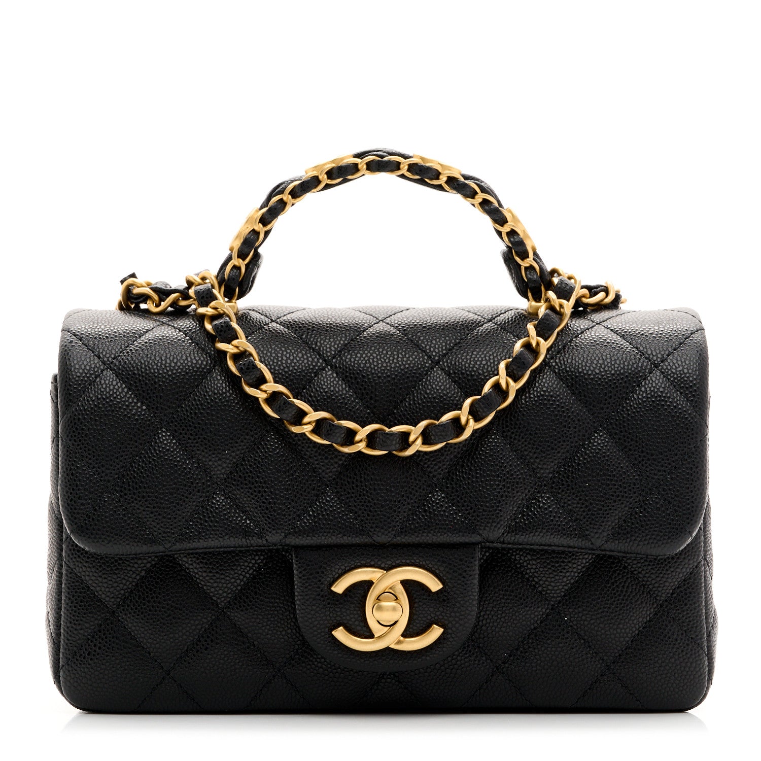 Chanel Caviar Quilted Mini Handy CC Flap Burgundy Black 1 of 10