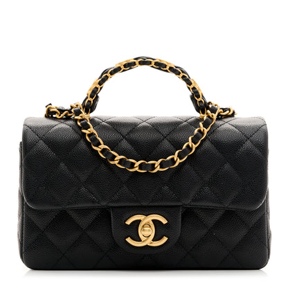 Chanel Caviar Quilted Mini Handy CC Flap Burgundy Black 1 of 10