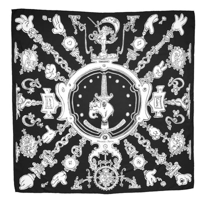 Hermes Silk Serio Ludere Scarf 90 Noir Blanc Noir 1 of 6