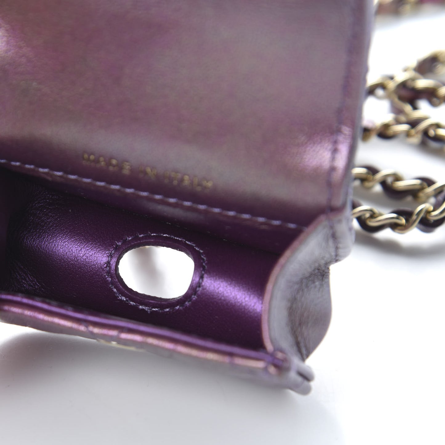 Iridescent Lambskin Quilted Airpods Pro Case Purple