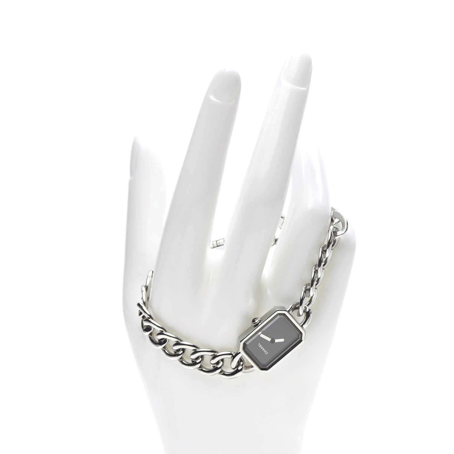 Chanel Stainless Steel 20mm Chain Premiere Quartz Watch Black L 2 of 8
