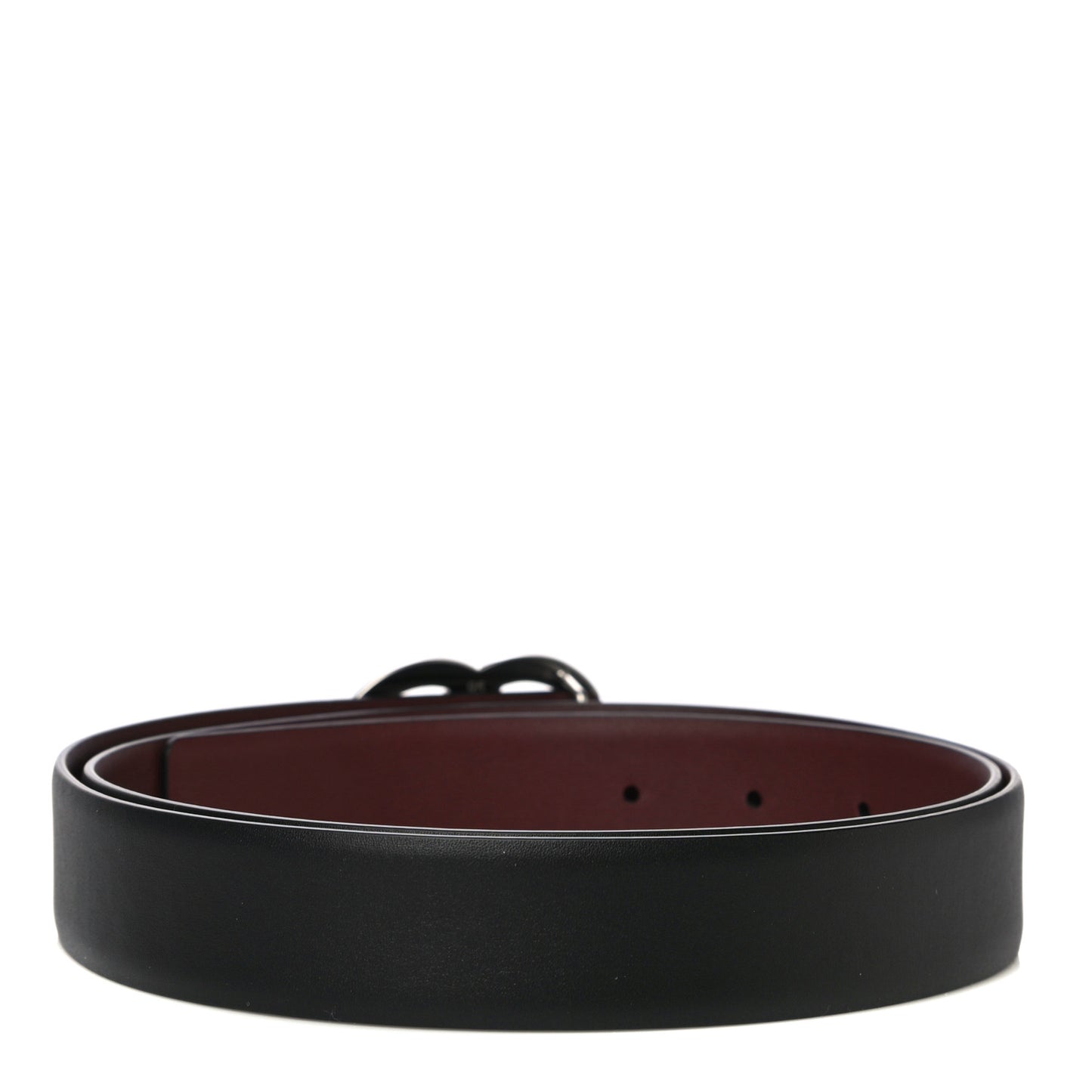 Calfskin CC Reversible Belt 95 Black Burgundy