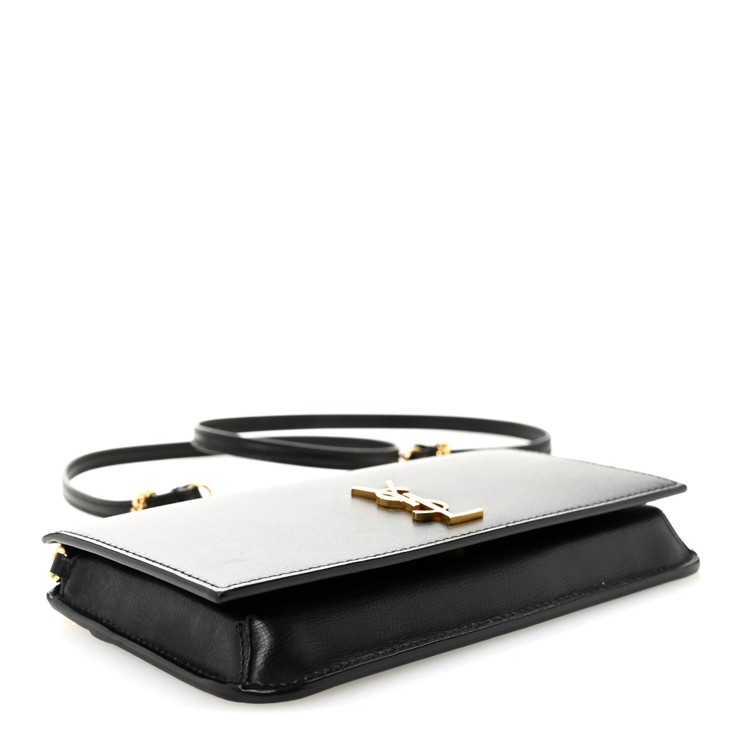 Smooth Calfskin Monogram Phone Holder Crossbody Black