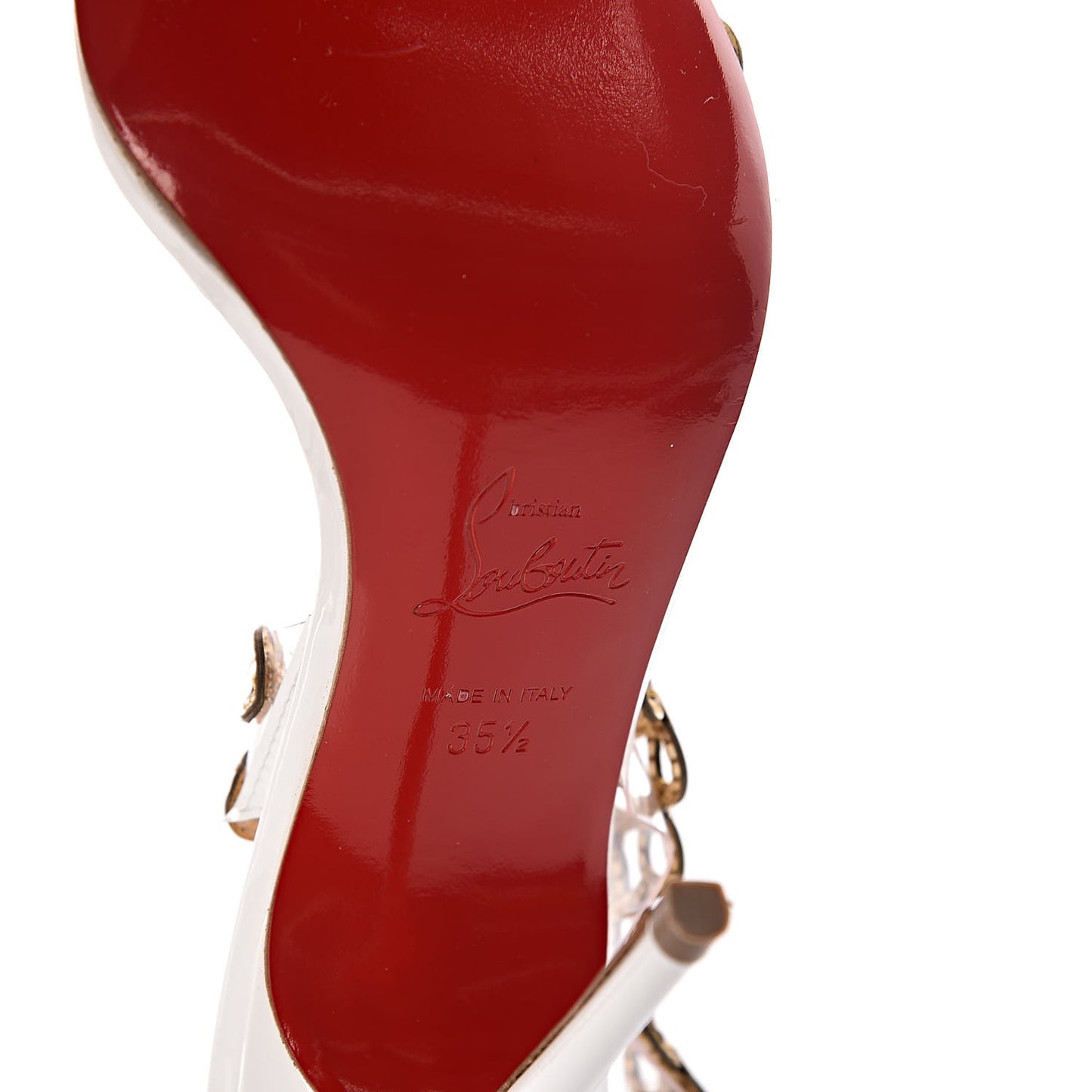 Patent PVC Malaika Half Dorsay 100 Pumps 35.5 White Gold