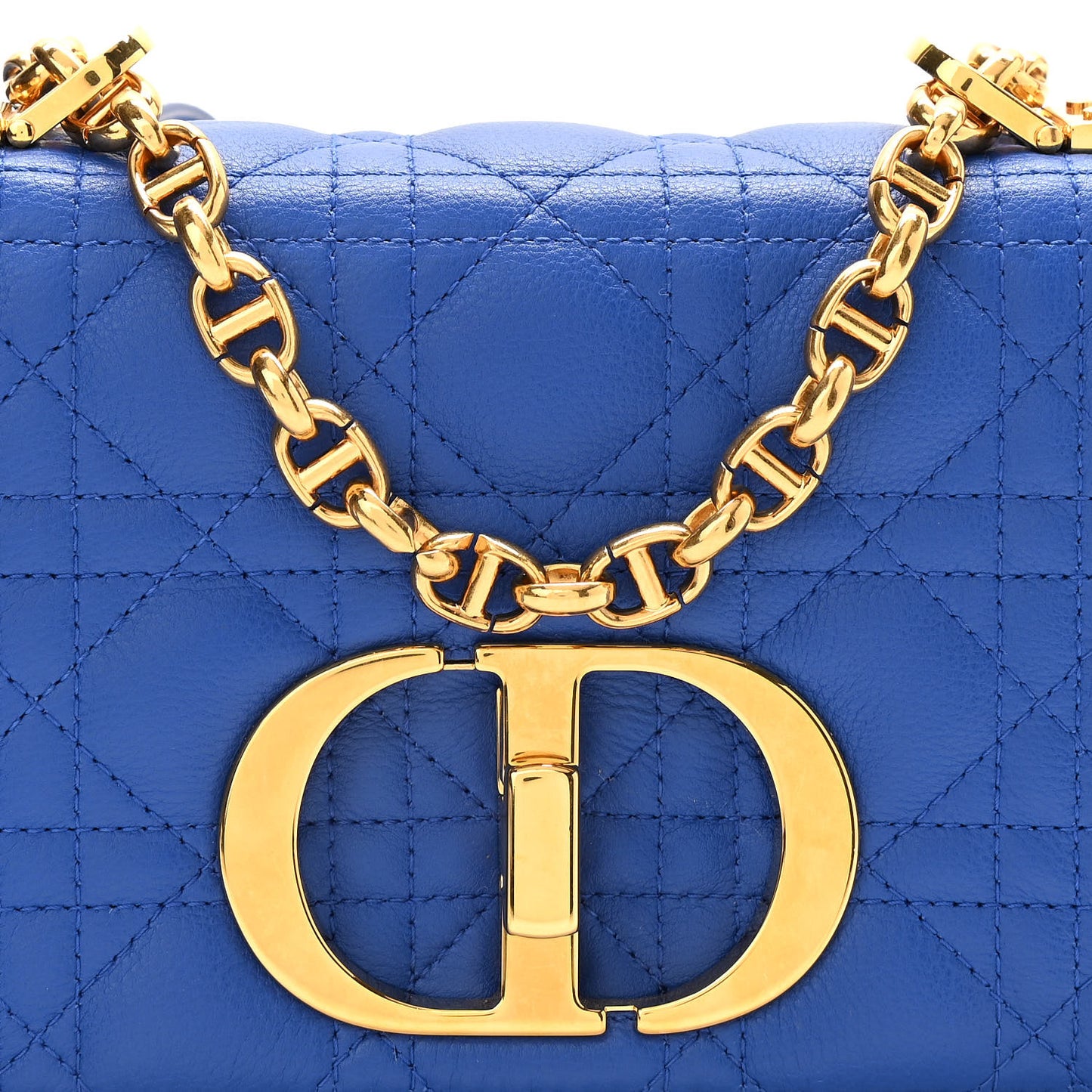 Calfskin Cannage Small Caro Bag Blue