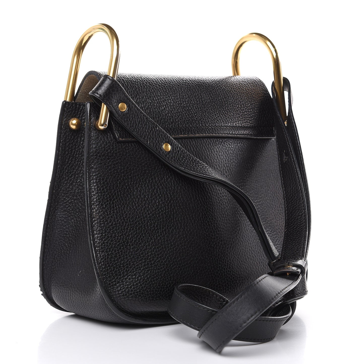 Grained Calfskin Small Hudson Tassel Shoulder Bag Black