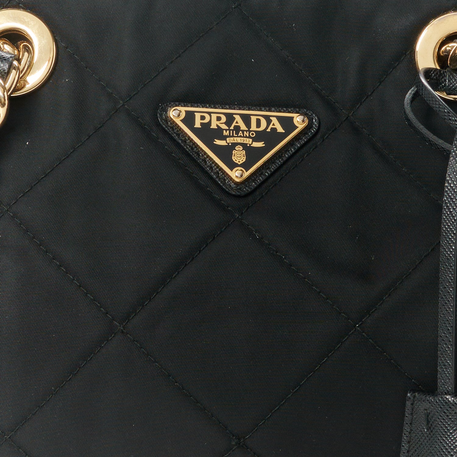 Prada Re-Nylon Impunturato Saffiano Triangle Stitched Re-Edition 1995 Chaine Large Shoulder Bag Black 9 of 11
