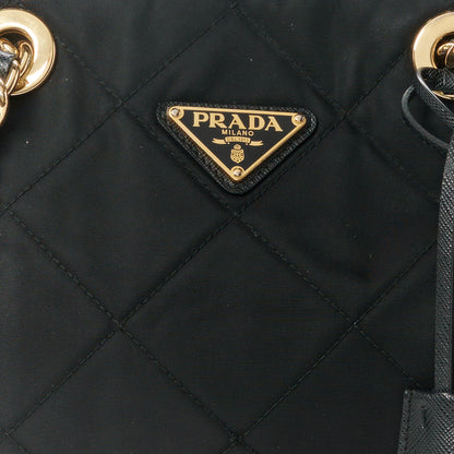 Prada Re-Nylon Impunturato Saffiano Triangle Stitched Re-Edition 1995 Chaine Large Shoulder Bag Black 9 of 11