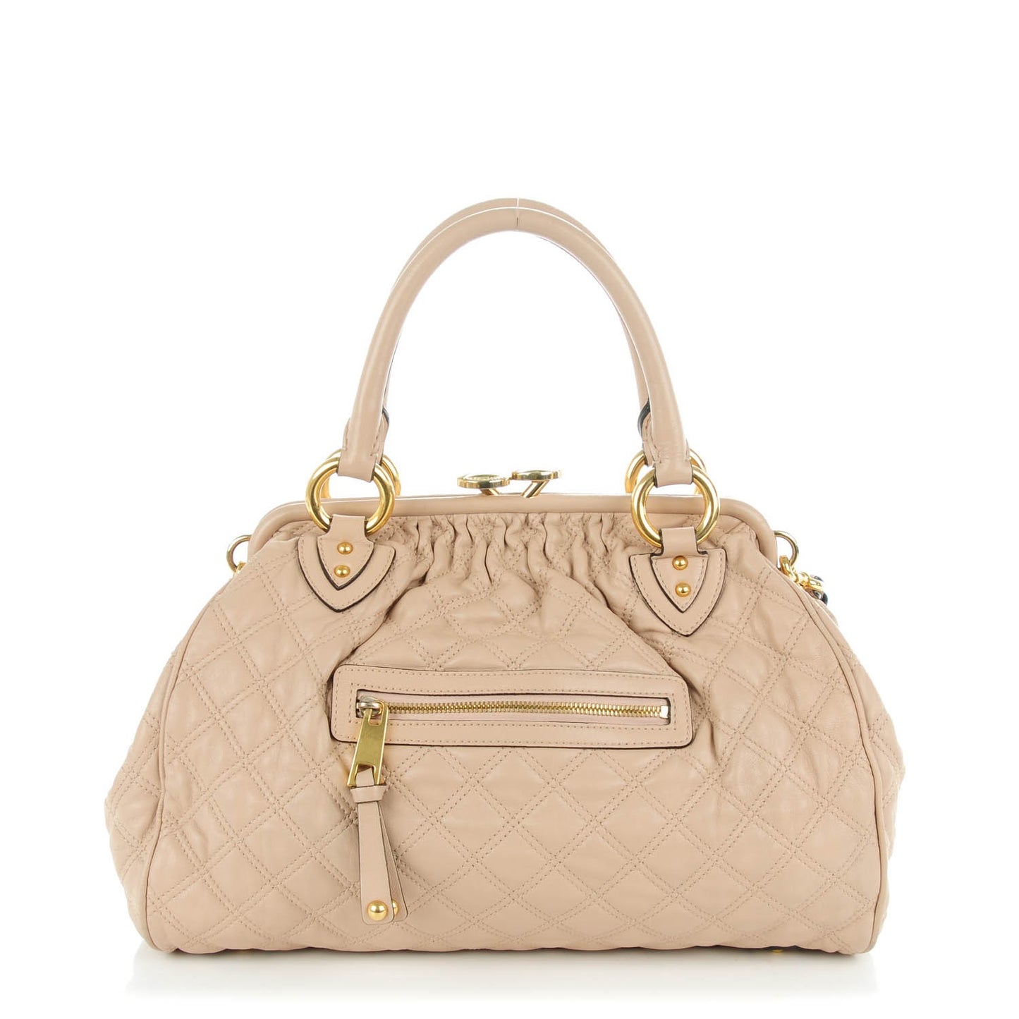 Lacquered Goatskin Quilted Stam Beige