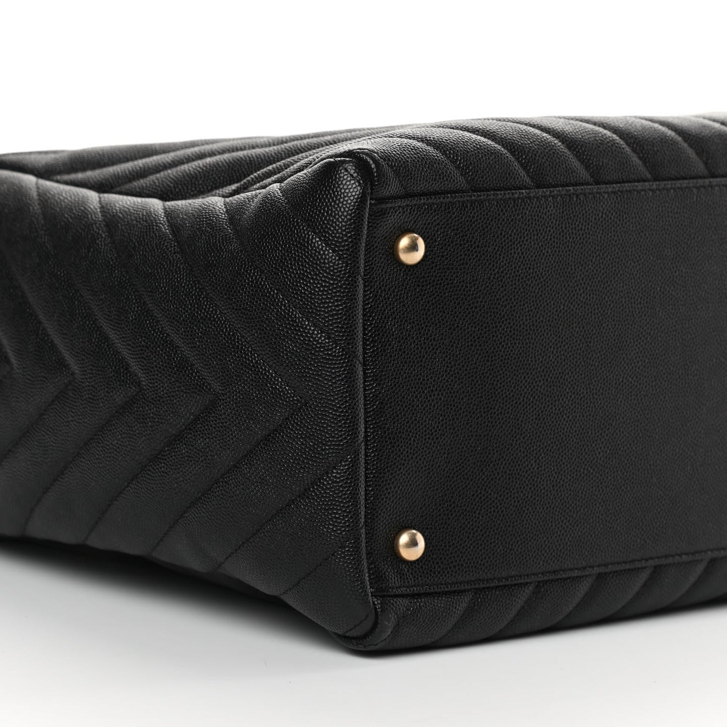 Caviar Chevron Quilted Coco Handle Shopping Tote Black