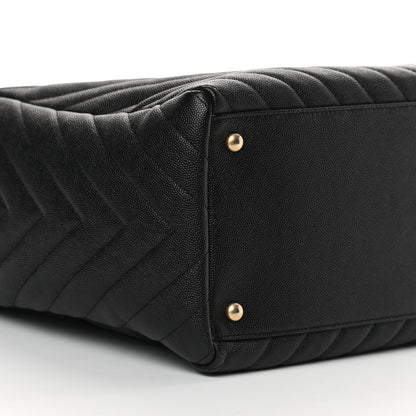 Chanel Caviar Chevron Quilted Coco Handle Shopping Tote Black 11 of 15