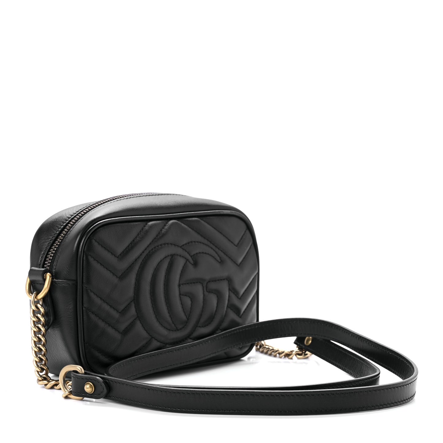Calfskin Matelasse Mini GG Marmont Chain Shoulder Bag Black