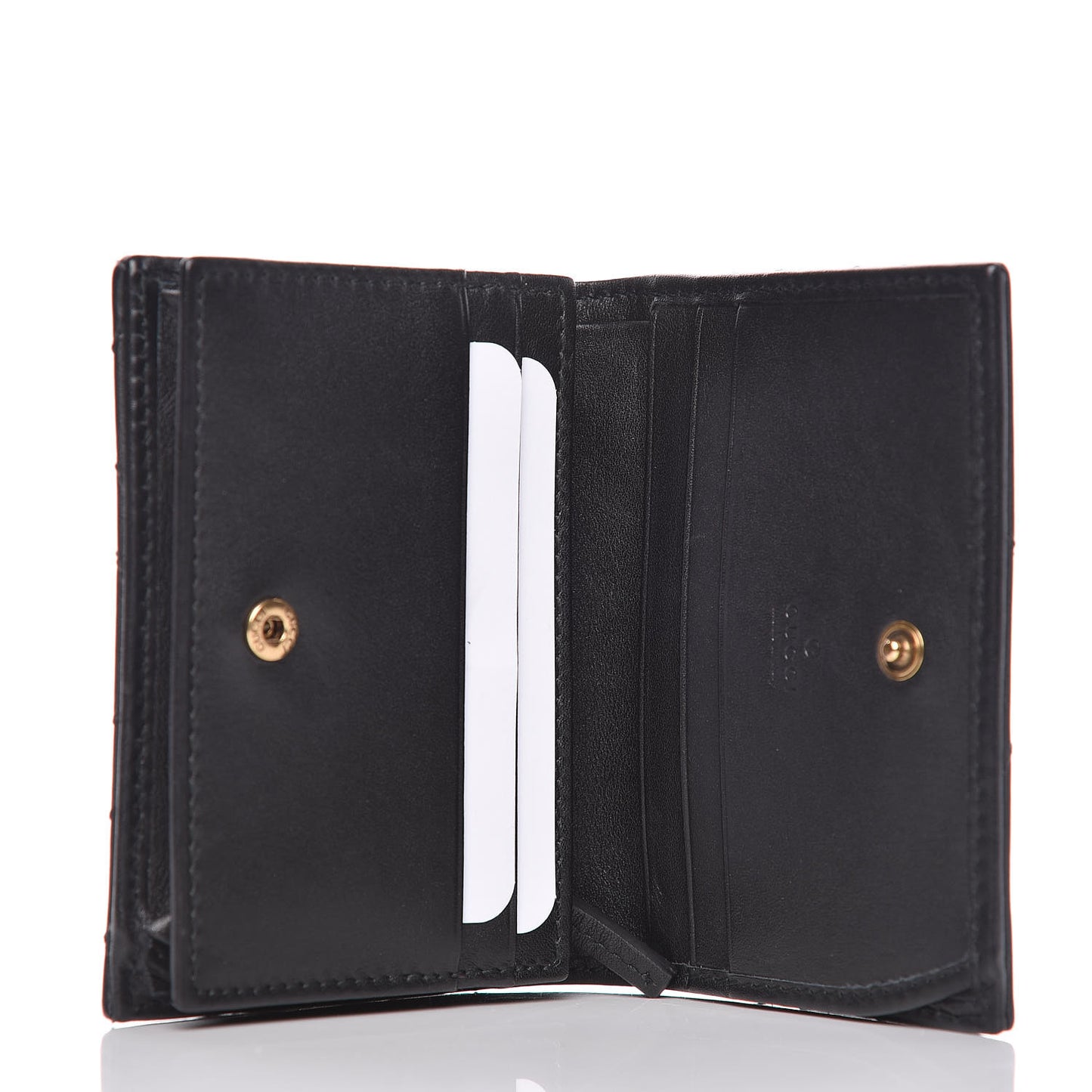 Calfskin Matelasse GG Marmont Card Case Wallet Black
