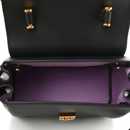 Versace Grained Calfskin Small La Medusa Top Handle Bag Black Lilac 5 of 9