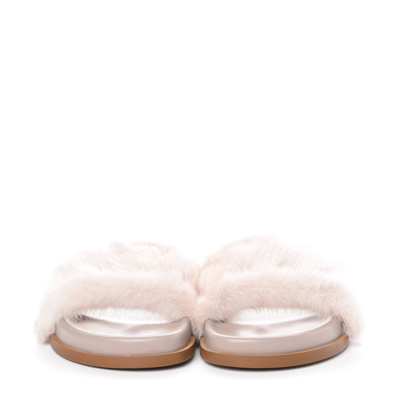 Valentino Garavani Mink Fur Rockstud Slide Sandals 39 Vapeur 2 of 9