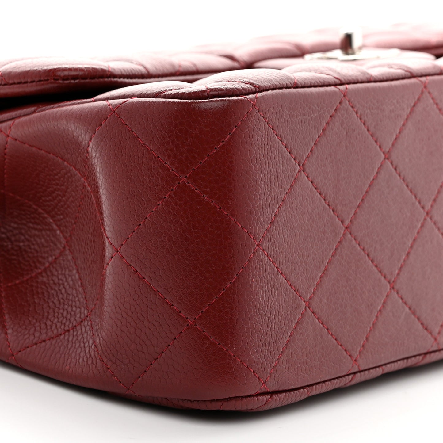 Caviar Quilted Jumbo Double Flap Dark Red
