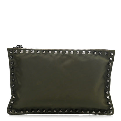 Valentino Garavani Nylon Rockstud Zip Pouch Army Green 1 of 13