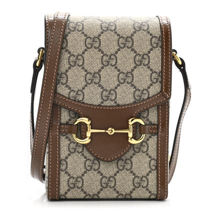 Gucci GG Supreme Monogram Mini Horsebit 1955 Crossbody Bag Beige Brown Sugar 1 of 10