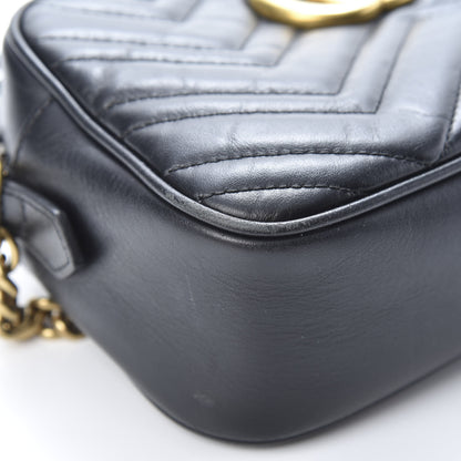 Gucci Calfskin Matelasse Small GG Marmont Chain Shoulder Bag Black 9 of 17