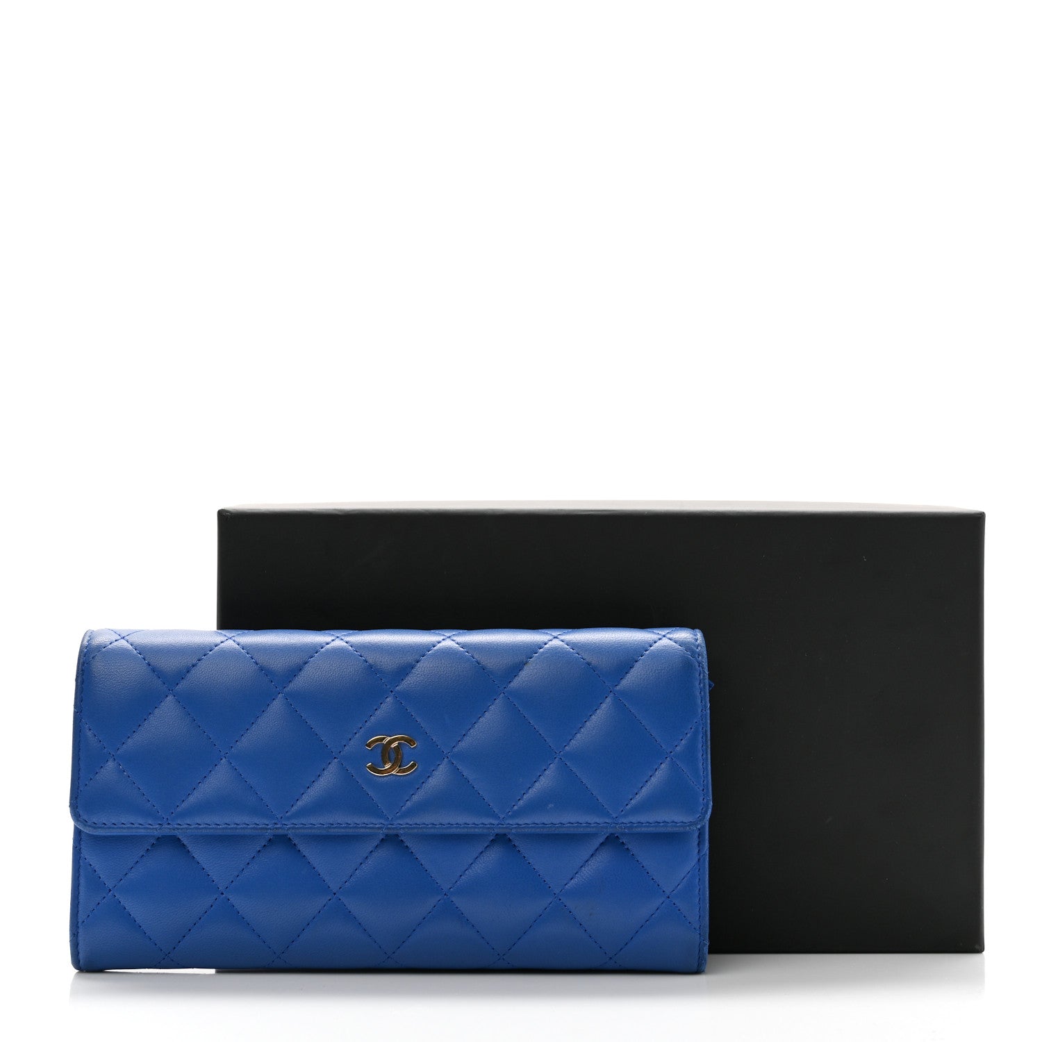 Chanel Lambskin Quilted Large Gusset Flap Wallet Blue 1785041 Chanel Lambskin Quilted Large Gusset Flap Wallet Blue 1785041