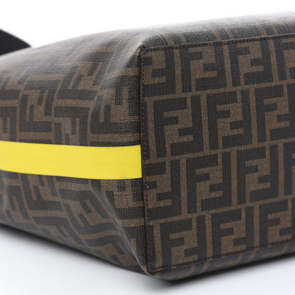 Fendi Glazed Fabric Vitello Century FF 1974 Roma Amor Tote Tobacco Moro Black Limone 11 of 13