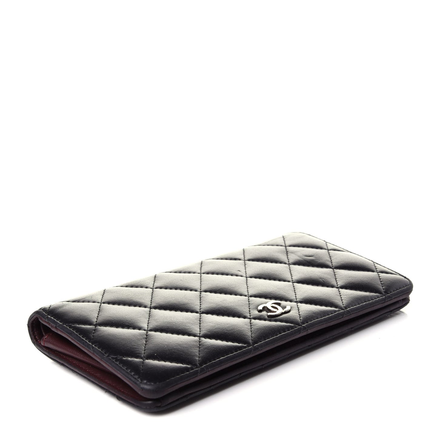 Lambskin Quilted Yen Wallet Black
