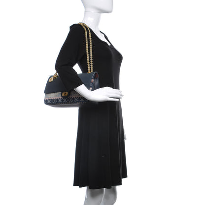Chanel Smooth Calfskin Knit Nude 2.55 Reissue 226 Flap Navy 2 of 12